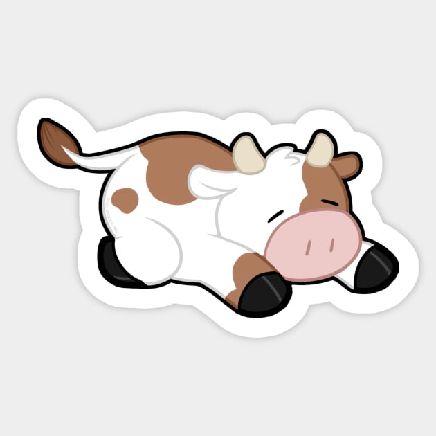 Sleepy Cow - Brown Sticker by MissOstrich